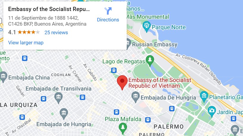 địa chỉ đại sứ quán việt nam tại argentina