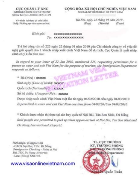 What is vietnam visa invitation letter 3